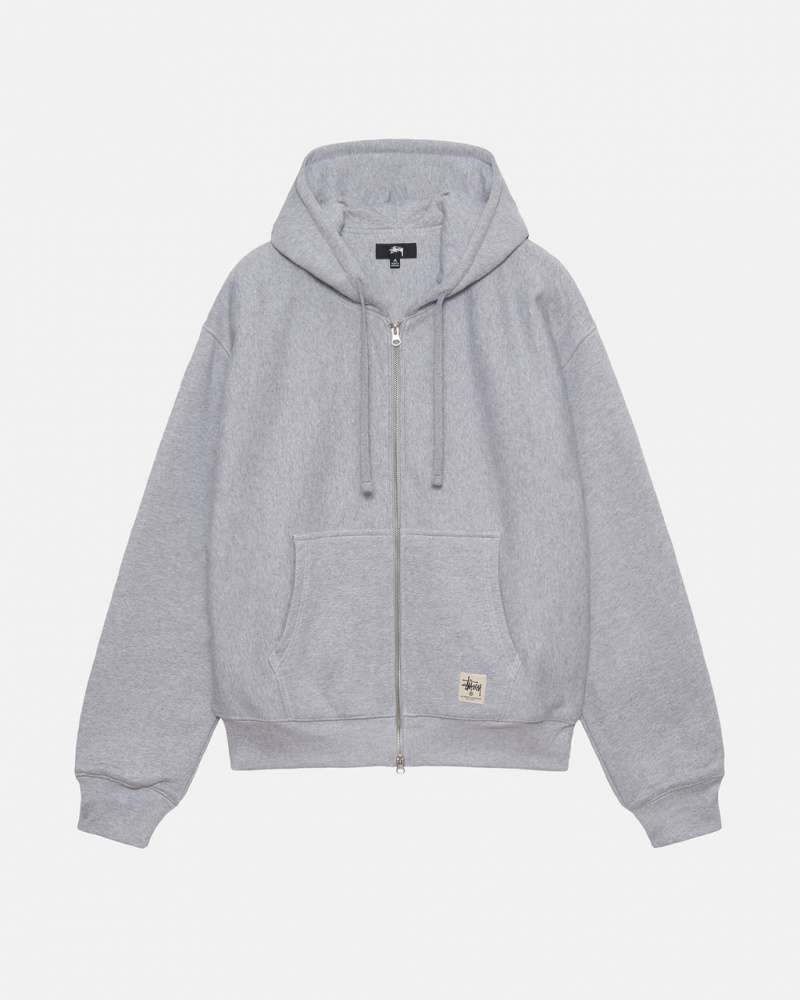Stussy Double Face Label Zip Hoodie Erkek Gri Türkiye | UFJ-1771
