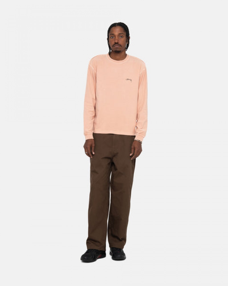 Stussy Lazy Ls Tee T shirt Erkek Açık Pembe Türkiye | KGC-3573