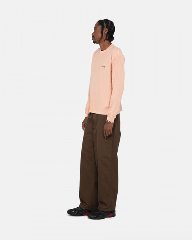 Stussy Lazy Ls Tee T shirt Erkek Açık Pembe Türkiye | KGC-3573