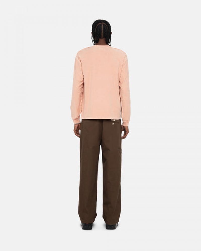 Stussy Lazy Ls Tee T shirt Erkek Açık Pembe Türkiye | KGC-3573