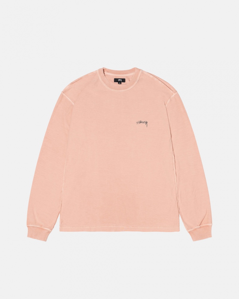 Stussy Lazy Ls Tee T shirt Erkek Açık Pembe Türkiye | KGC-3573