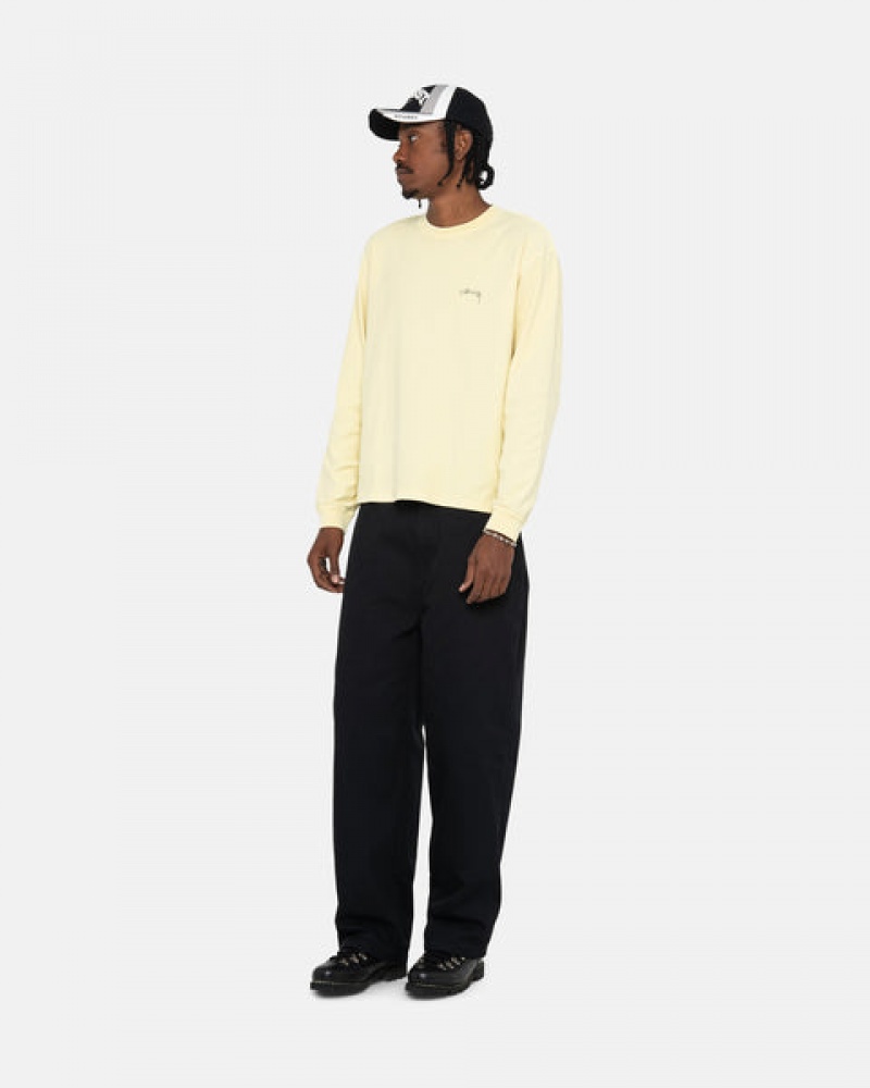 Stussy Lazy Ls Tee T shirt Erkek Sarı Türkiye | NKX-2938