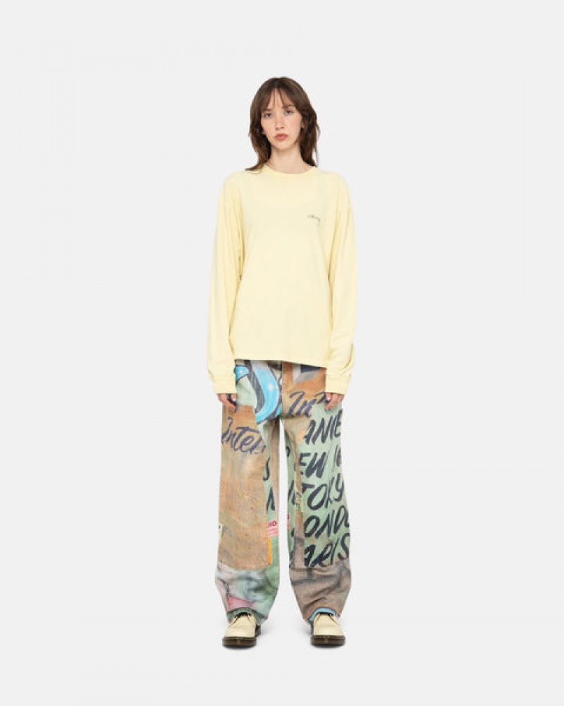 Stussy Lazy Ls Tee T shirt Erkek Sarı Türkiye | NKX-2938