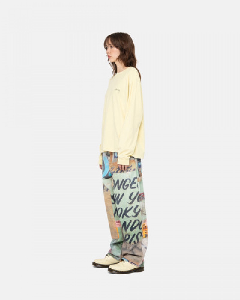 Stussy Lazy Ls Tee T shirt Erkek Sarı Türkiye | NKX-2938