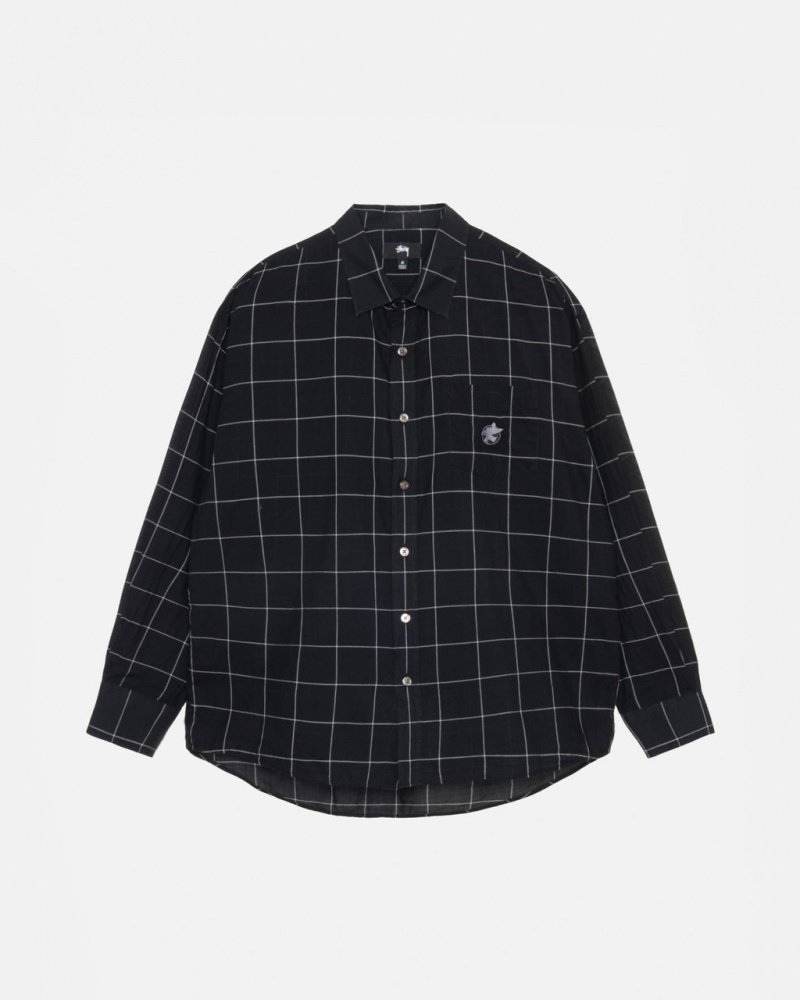Stussy Light Weight Klasik Shirt Gömlek Erkek Siyah Türkiye | ZCB-1829