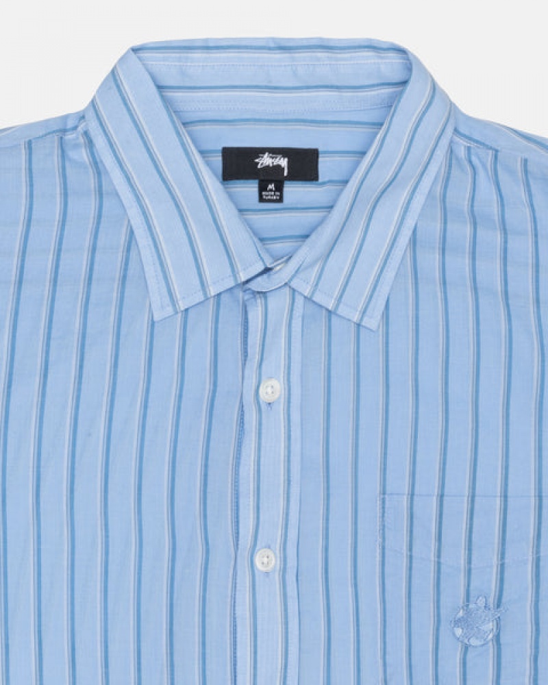 Stussy Light Weight Klasik Shirt Gömlek Erkek Mavi Türkiye | DUU-1756
