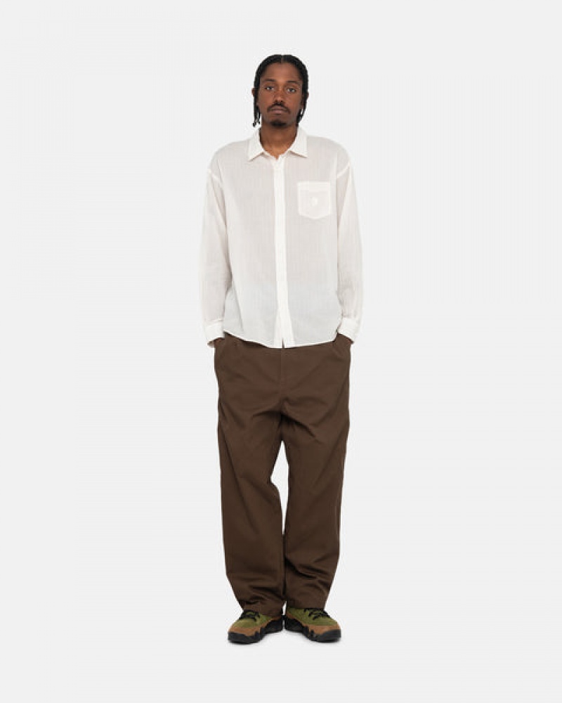 Stussy Light Weight Klasik Shirt Gömlek Erkek Beyaz Türkiye | IGB-7175