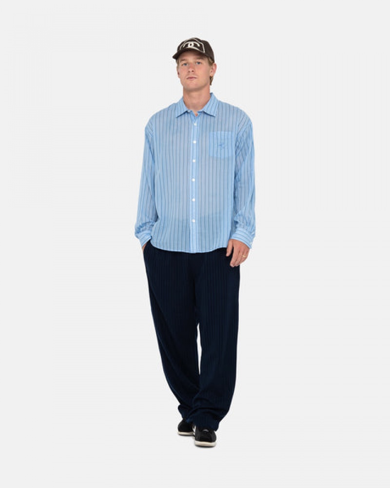 Stussy Light Weight Klasik Shirt Gömlek Kadın Mavi Türkiye | HMT-3908