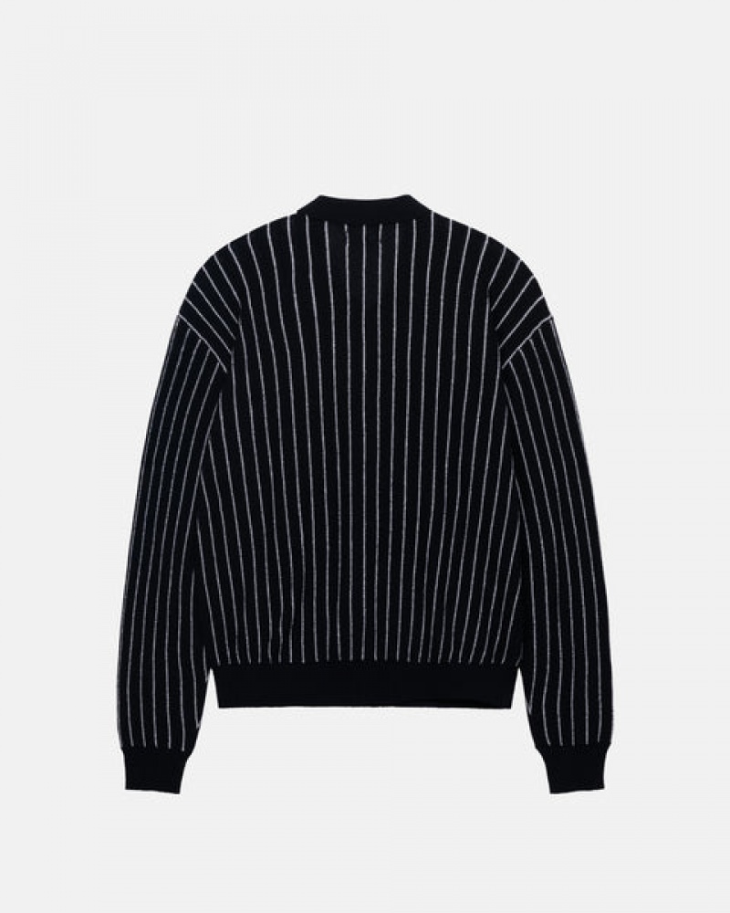Stussy Light Weight Ls Zip Polo Üstler Erkek Siyah Türkiye | ZUW-4117