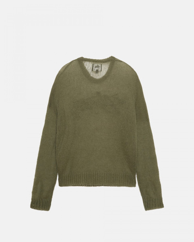 Stussy Loose Knit Kazak Kazak Erkek Zeytin Yeşili Türkiye | GCD-1702