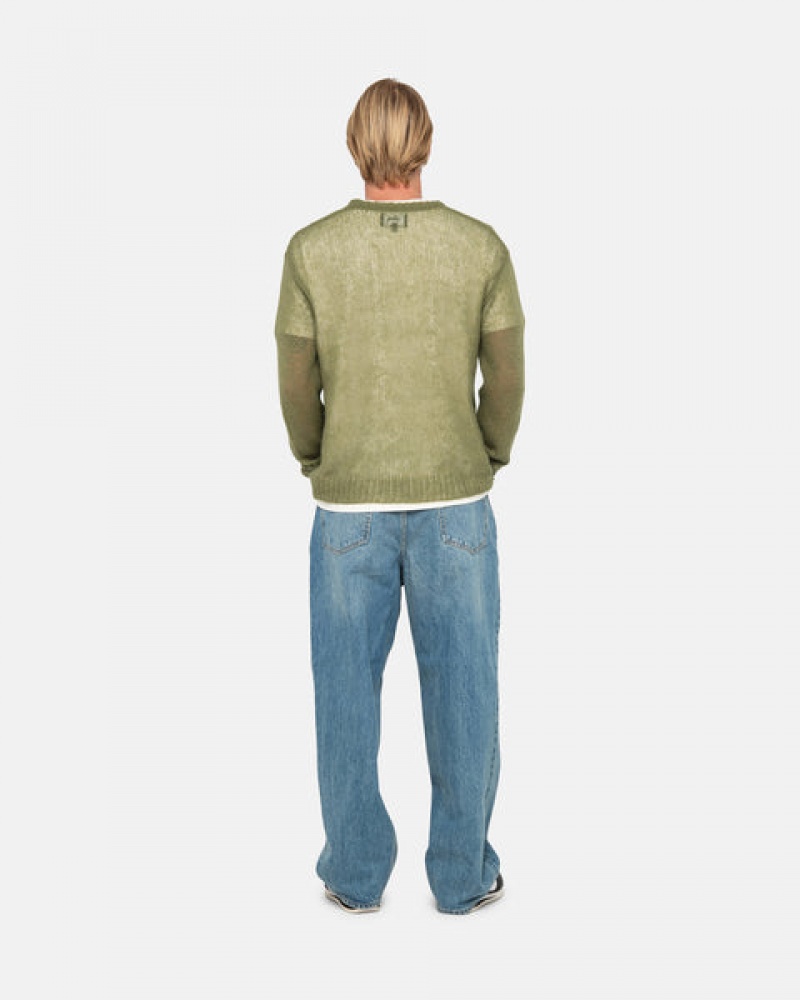 Stussy Loose Knit Kazak Kazak Erkek Zeytin Yeşili Türkiye | GCD-1702
