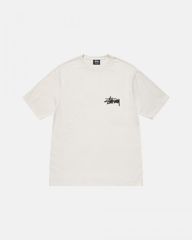 Stussy Old Phone Tee Pigment Dyed T shirt Erkek Bej Rengi Türkiye | XRS-3677