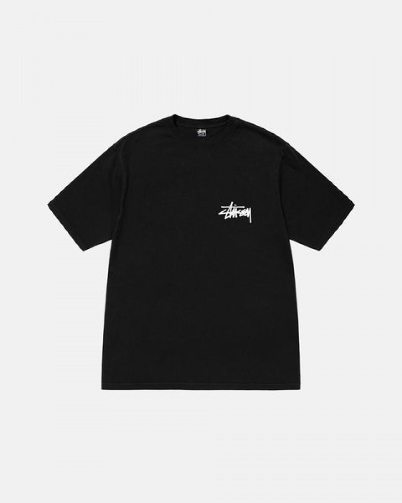 Stussy Old Phone Tee Pigment Dyed T shirt Erkek Siyah Türkiye | ILF-6607