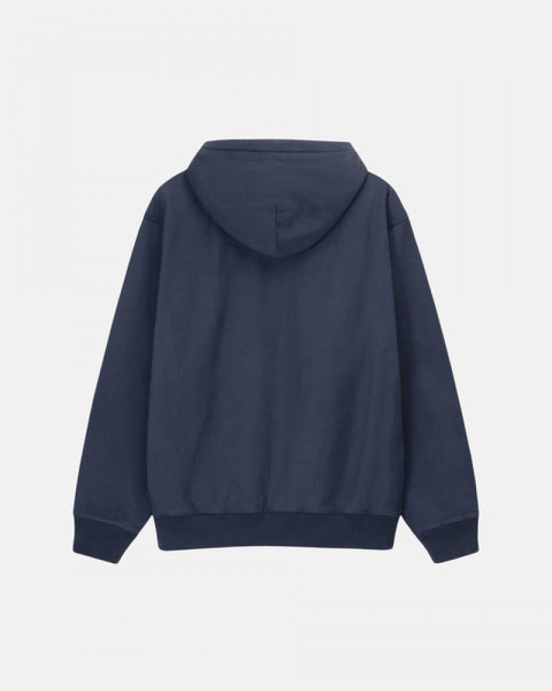 Stussy Overdyed Stock Logo Hoodie Kadın Lacivert Türkiye | OPX-6026