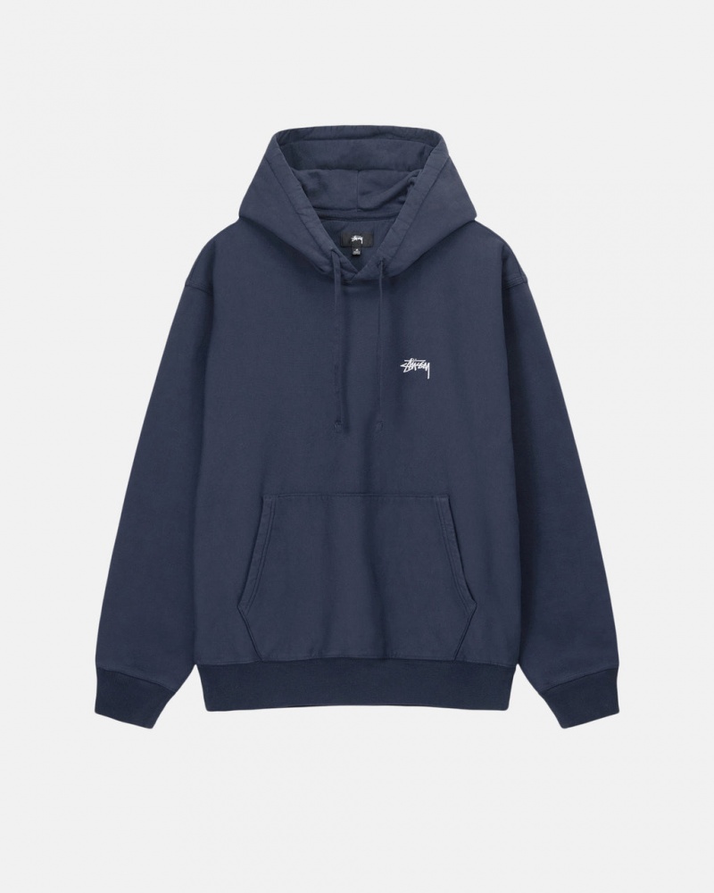 Stussy Overdyed Stock Logo Hoodie Kadın Lacivert Türkiye | OPX-6026