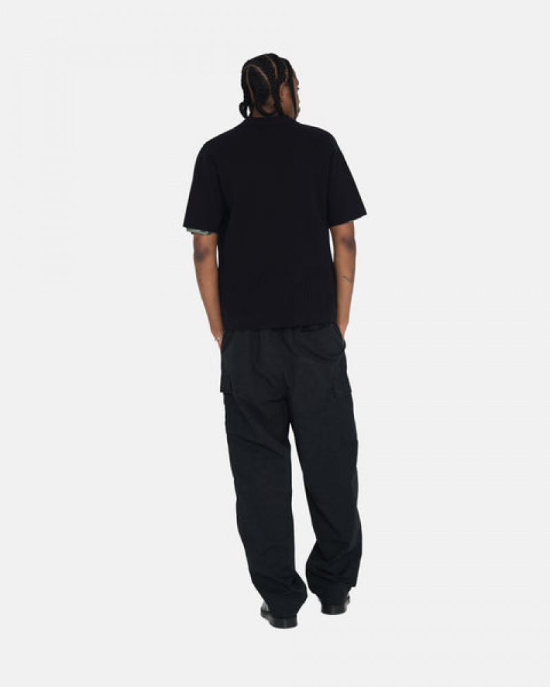 Stussy Perforated Swirl Knit Shirt Gömlek Erkek Siyah Türkiye | NJC-9030