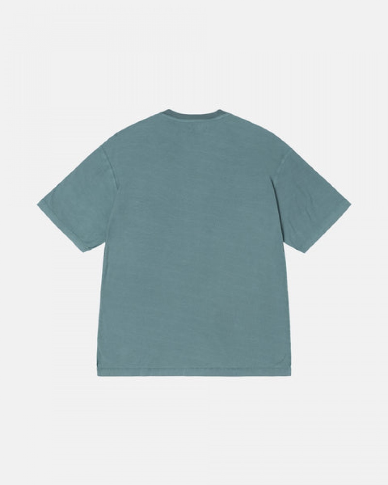 Stussy Pig. Dyed Inside Out Crew T shirt Kadın Turkuaz Türkiye | YMU-7382