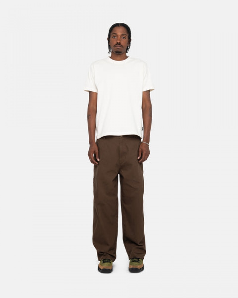 Stussy Pigment Dyed Crew T shirt Erkek Bej Rengi Türkiye | JIG-0471