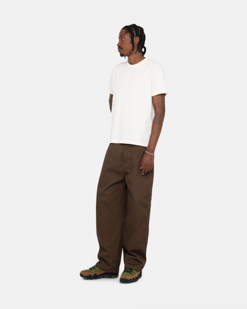 Stussy Pigment Dyed Crew T shirt Erkek Bej Rengi Türkiye | JIG-0471