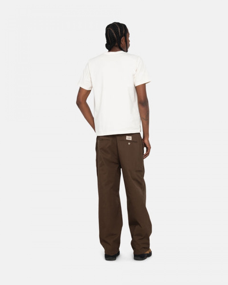Stussy Pigment Dyed Crew T shirt Erkek Bej Rengi Türkiye | JIG-0471