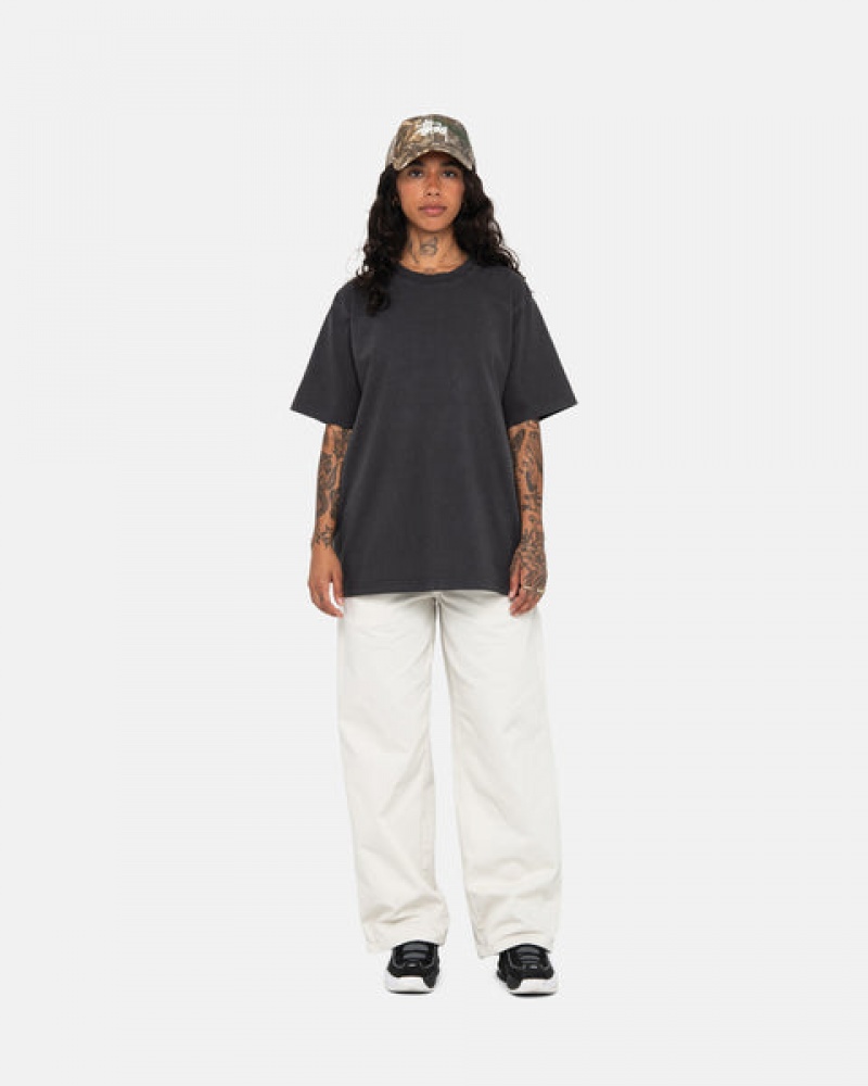 Stussy Pigment Dyed Crew T shirt Erkek Siyah Türkiye | MWJ-8718