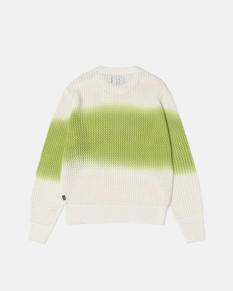 Stussy Pigment Dyed Loose Gauge Knit Kazak Kazak Kadın Koyu Yeşil Türkiye | CQV-5596