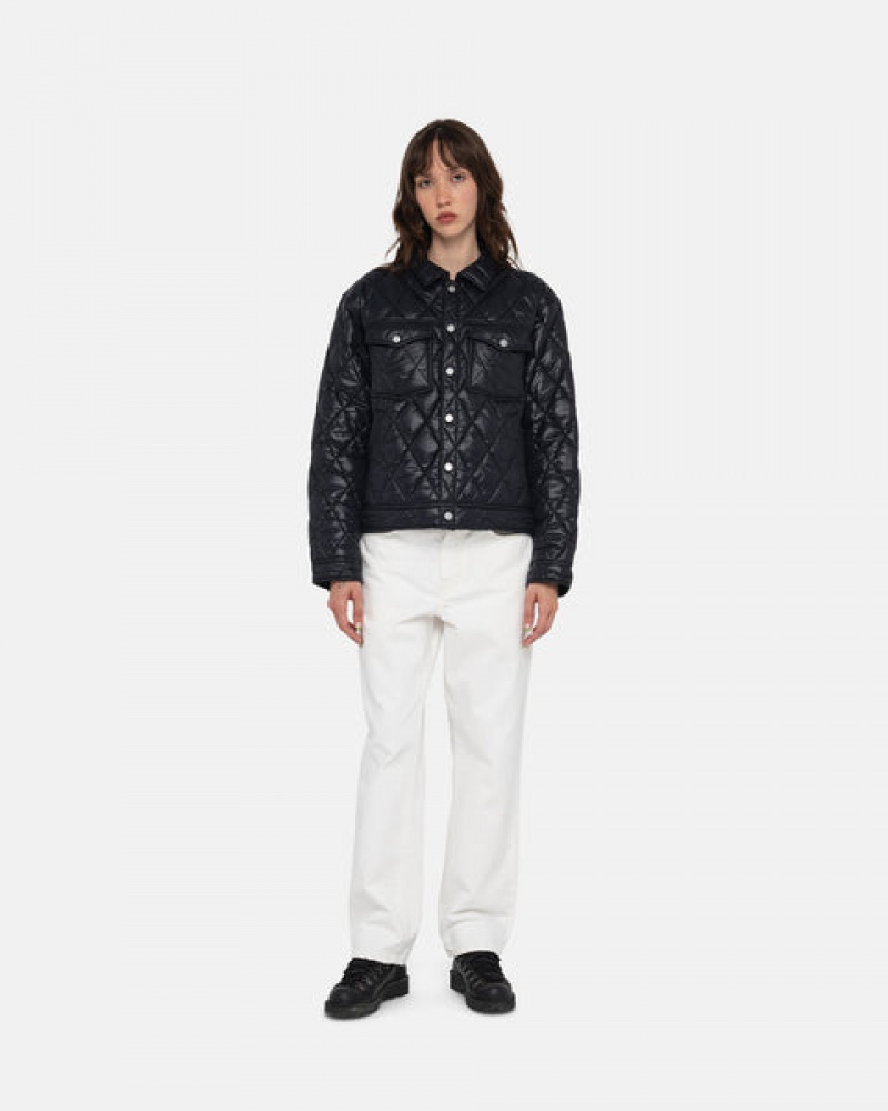 Stussy Ranch Jacket Kapitone Naylon Mont Erkek Siyah Türkiye | QID-6941