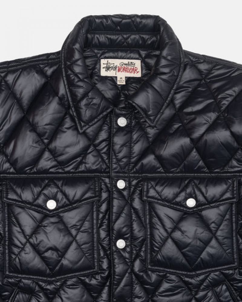 Stussy Ranch Jacket Kapitone Naylon Mont Erkek Siyah Türkiye | QID-6941