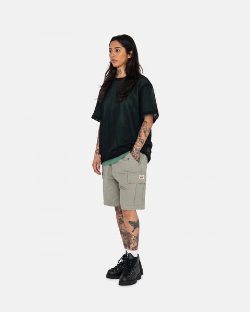 Stussy Ripstop Cargo Beach Kısa Şort Erkek Zeytin Yeşili Türkiye | LDV-4838