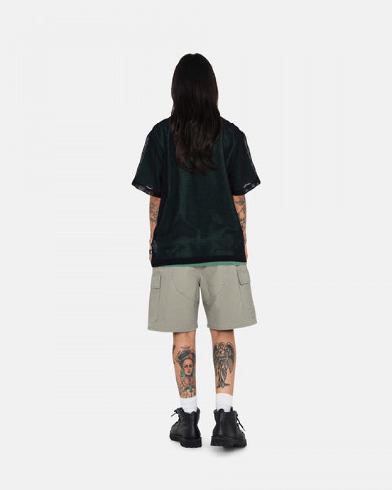 Stussy Ripstop Cargo Beach Kısa Şort Erkek Zeytin Yeşili Türkiye | LDV-4838