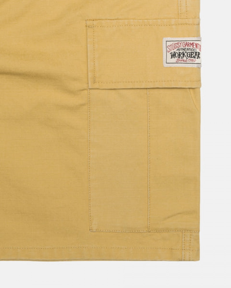 Stussy Ripstop Cargo Beach Kısa Şort Erkek Sarı Türkiye | JUP-9017
