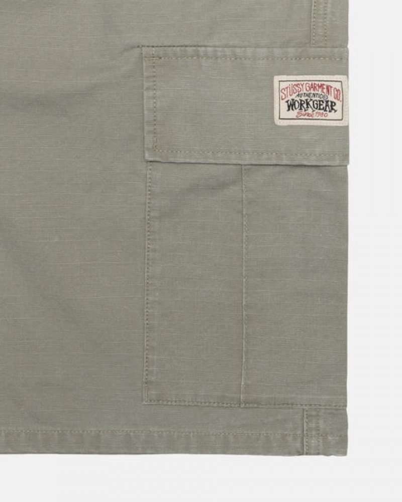 Stussy Ripstop Cargo Beach Kısa Şort Kadın Zeytin Yeşili Türkiye | QQV-1190