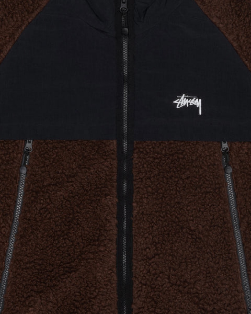 Stussy Sherpa Paneled Kukuletalı Jacket Mont Erkek Kahverengi Türkiye | FJU-4870