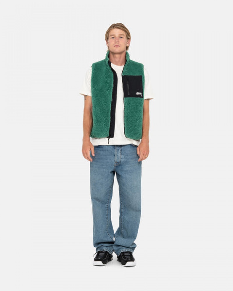 Stussy Sherpa Reversible Vest Yelek Kadın Turkuaz Türkiye | ACG-3634
