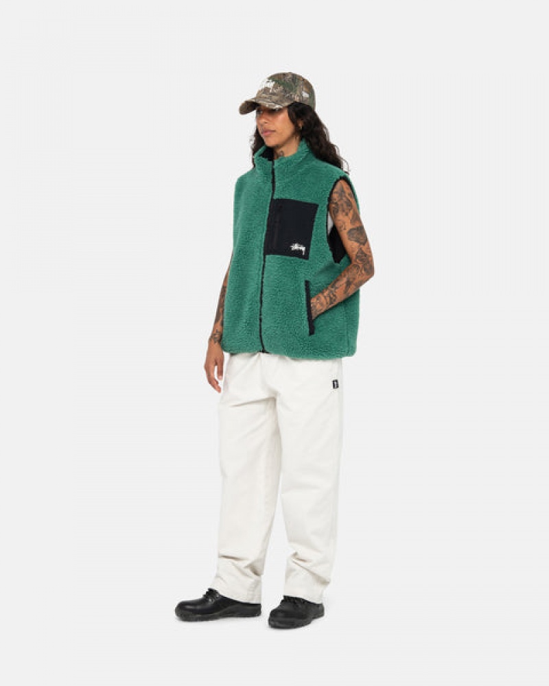 Stussy Sherpa Reversible Vest Yelek Kadın Turkuaz Türkiye | ACG-3634
