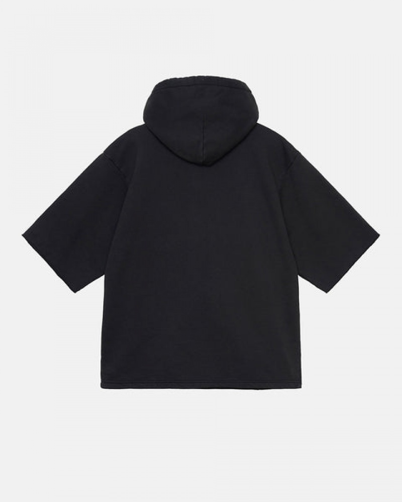Stussy Ss Boxy Cropped Hoodie Erkek Siyah Türkiye | GGC-0318