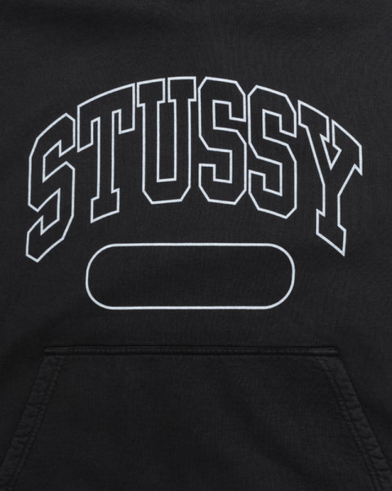 Stussy Ss Boxy Cropped Hoodie Erkek Siyah Türkiye | GGC-0318