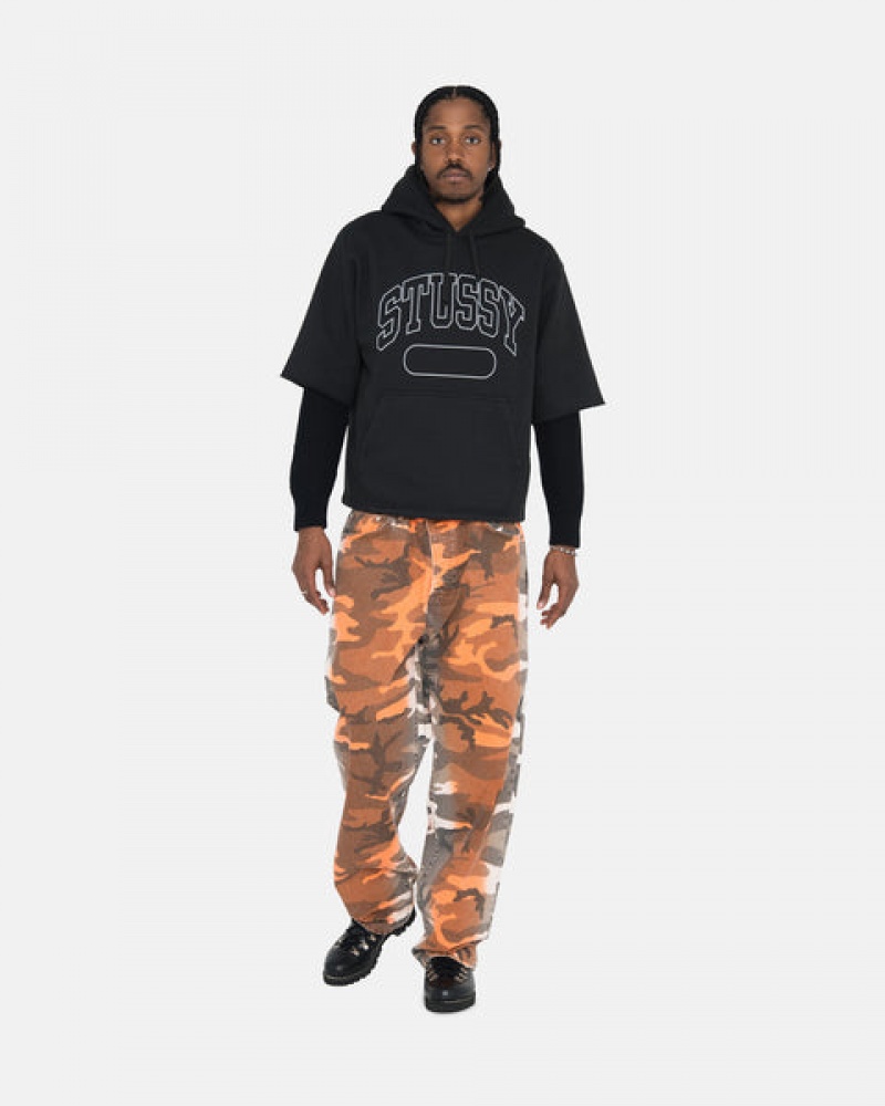 Stussy Ss Boxy Cropped Hoodie Erkek Siyah Türkiye | GGC-0318