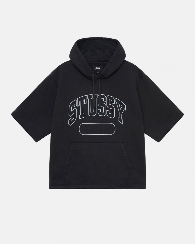 Stussy Ss Boxy Cropped Hoodie Erkek Siyah Türkiye | GGC-0318