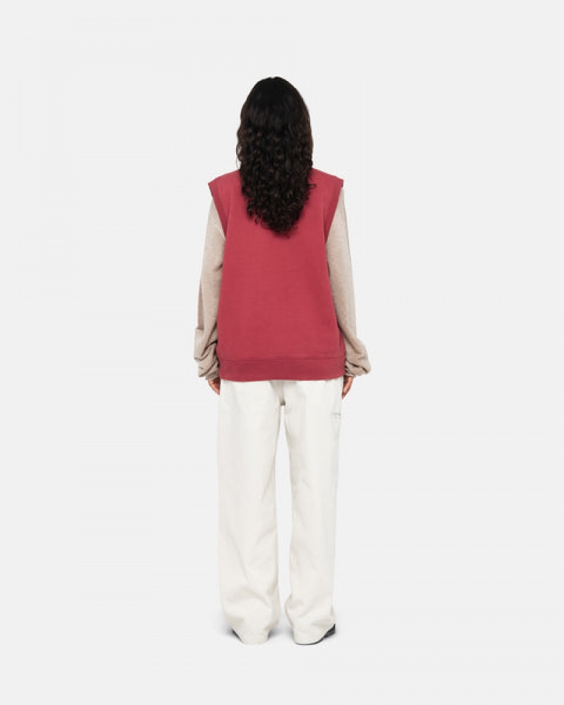 Stussy Stock Fleece Vest Tişörtü Kadın Bordo Türkiye | RSC-4725