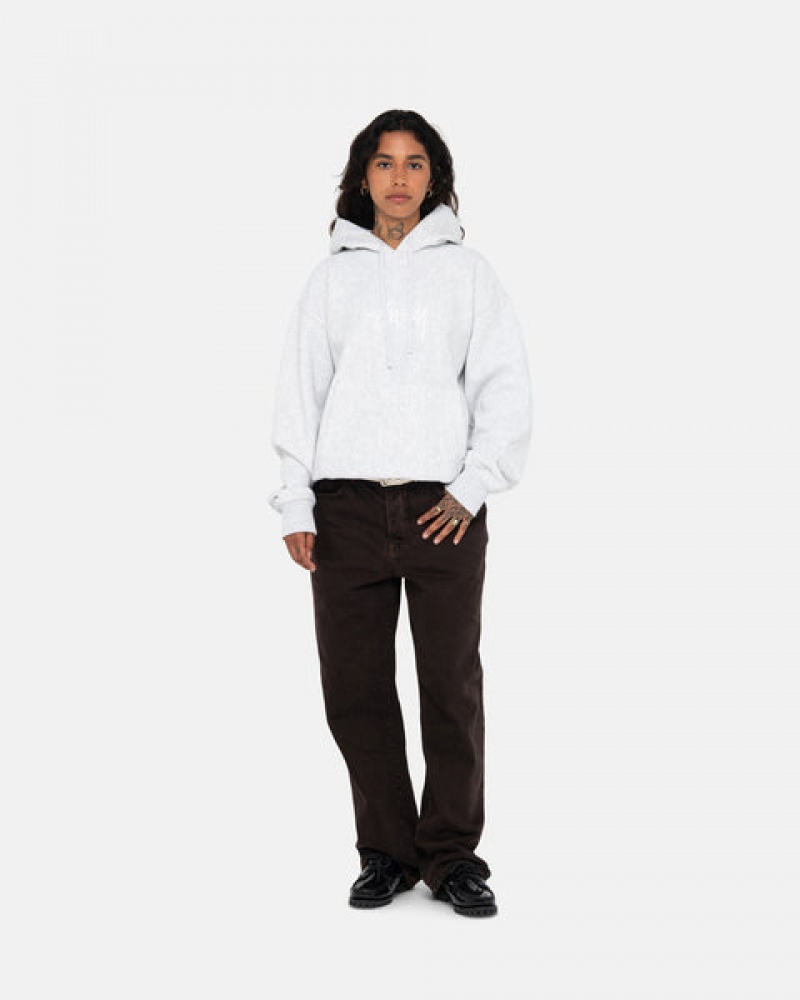 Stussy Stock Logo Applique Hoodie Erkek Gri Türkiye | EBK-1578