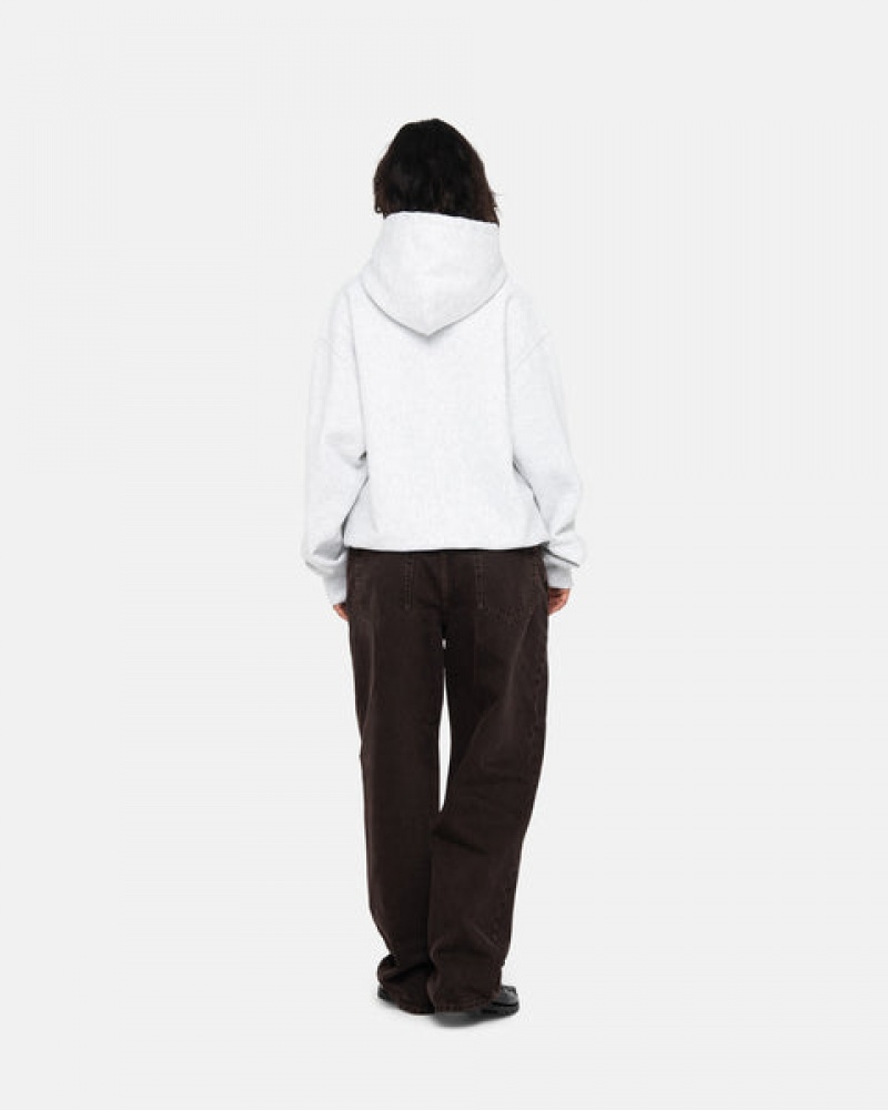 Stussy Stock Logo Applique Hoodie Erkek Gri Türkiye | EBK-1578