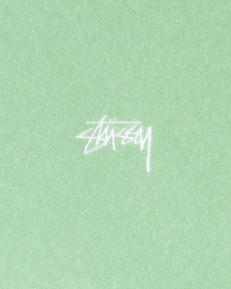 Stussy Stock Logo Crew Tişörtü Erkek Yeşil Türkiye | KET-9811