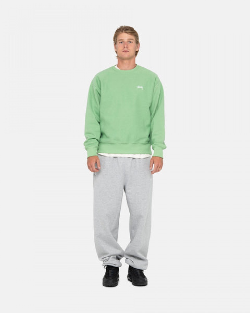 Stussy Stock Logo Crew Tişörtü Erkek Yeşil Türkiye | KET-9811