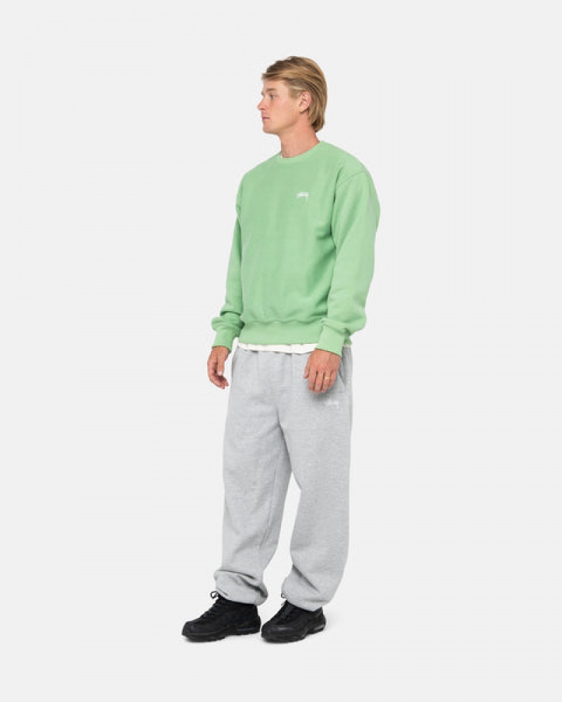 Stussy Stock Logo Crew Tişörtü Erkek Yeşil Türkiye | KET-9811