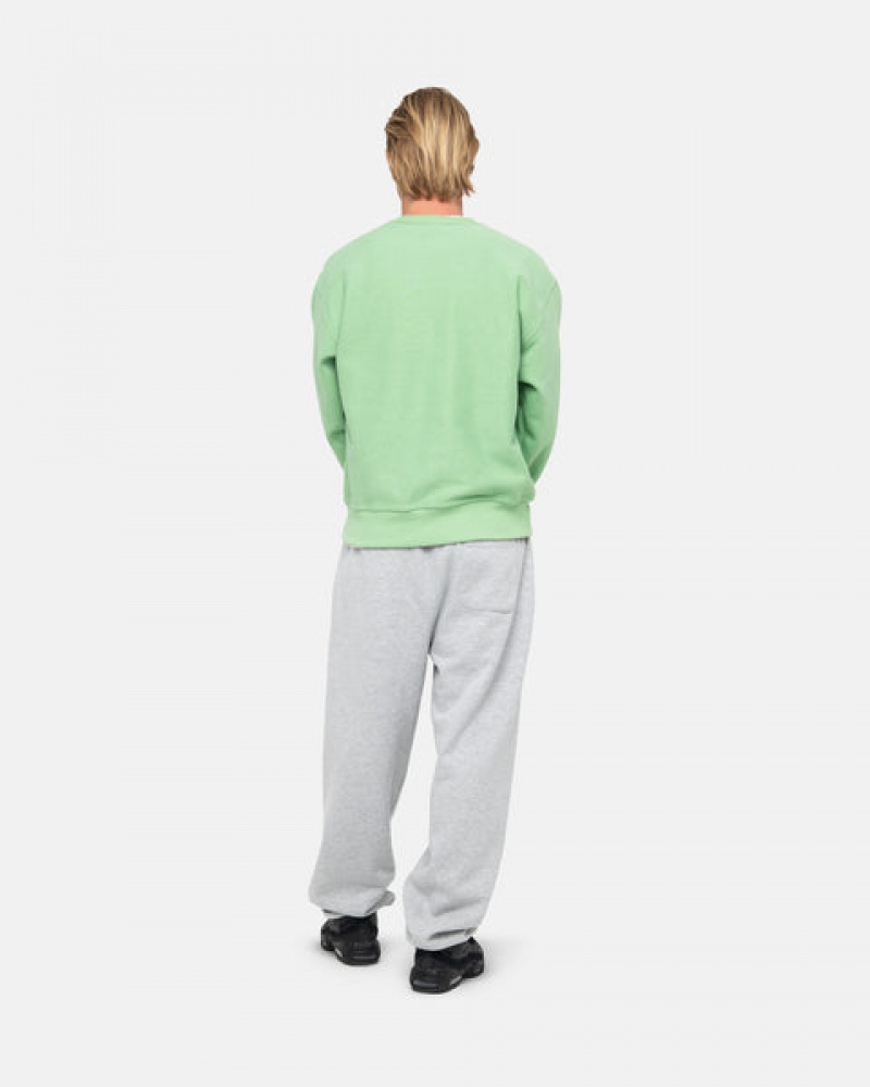 Stussy Stock Logo Crew Tişörtü Erkek Yeşil Türkiye | KET-9811