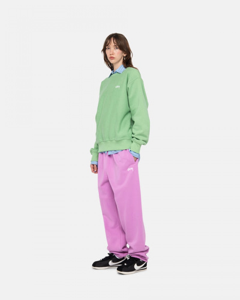 Stussy Stock Logo Crew Tişörtü Erkek Yeşil Türkiye | KET-9811
