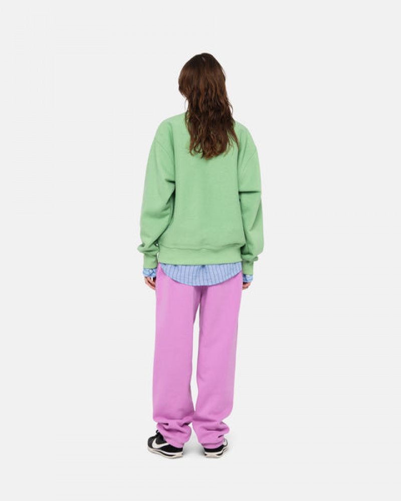 Stussy Stock Logo Crew Tişörtü Erkek Yeşil Türkiye | KET-9811