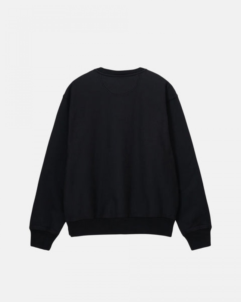 Stussy Stock Logo Crew Tişörtü Kadın Siyah Türkiye | RYT-5934