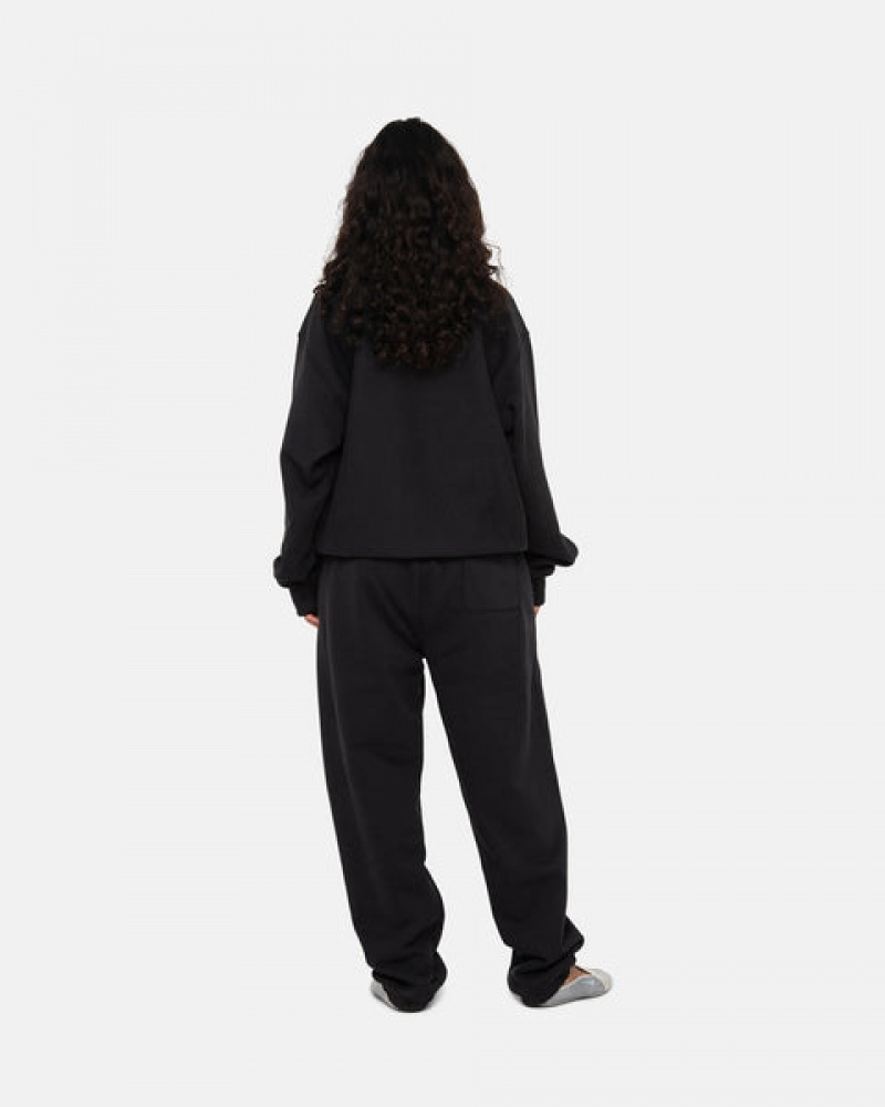 Stussy Stock Logo Crew Tişörtü Kadın Siyah Türkiye | RYT-5934